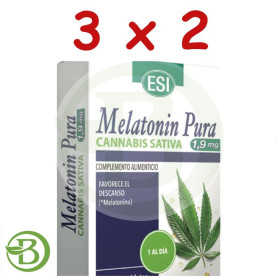 Pack 3x2 Melatonin Pura 1,9Mg con Cannabis 30 Microtabletas Esi