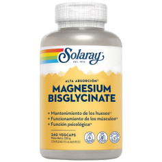 Cápsulas vegetais de bisglicinato de magnésio 240 Solaray