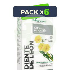 Pacote com 6 cápsulas de dente-de-leão (30 cápsulas cada) da Soria Natural