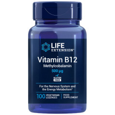 Vitamina B12 500mcg 100 Comprimidos Mastigáveis Life Extension