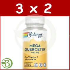 Pacote 3x2 Pequeno Mega Quercitina 600Mg. 30 Cápsulas Vegetais Solaray
