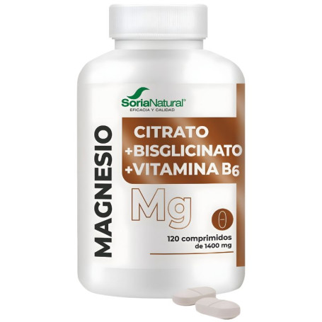 Citrato de Magnésio + Bisglicinato + Vitamina B6 120 Comprimidos Soria Natural