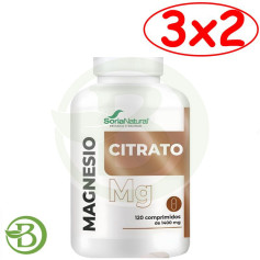 Pacote com 3x2 comprimidos de citrato de magnésio 120 Soria Natural