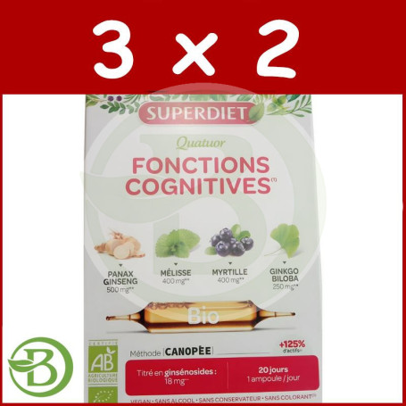 Pack 3x2 Cuarteto Funciones Cognitivas Bio 20 Ampollas Superdiet