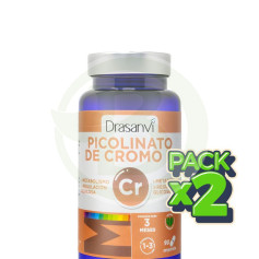 Pacote com 2 comprimidos de picolinato de cromo mineral (90 comprimidos) Drasanvi