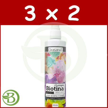 Pack 3x2 Champú De Biotina y Aloe Vera 300Ml Drasanvi