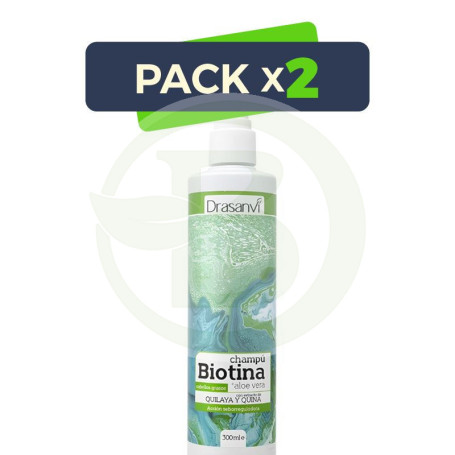 Pack 2x Champú De Biotina y Aloe Vera Cabello Graso 300Ml Drasanvi