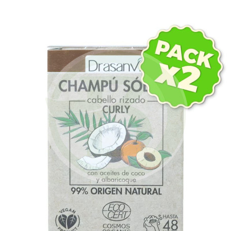 Pack 2x Champú Sólido Cabello Rizado Cosmos Organic Bio 80G Drasanvi