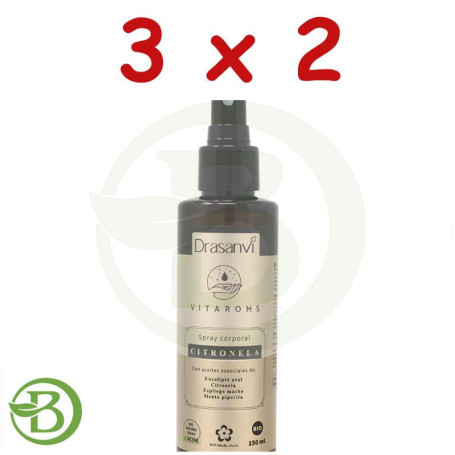 Pack 3x2 Spray Corporal De Citronela Vitaroms 150Ml Drasanvi