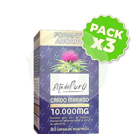 Pack 3x Cardo Mariano 10.000 Mg 80 Cápsulas Vegetales Estado Puro - Tongil