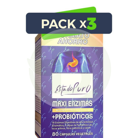 Pack 3x Estado Puro Maxi Enzimas con Probioticos 80 Cap Estado Puro - Tongil
