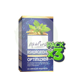 Pack 3x Pure State Optimized Ashwagandha 30 Cápsulas Pure State - Tongil