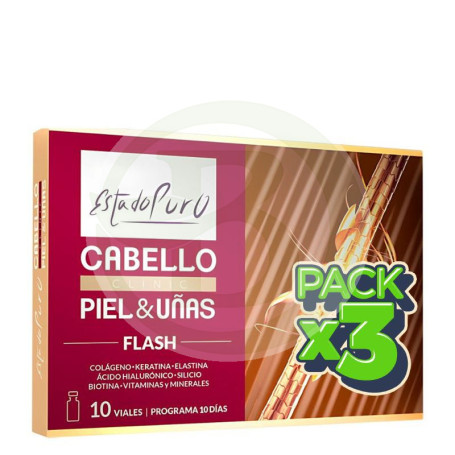 Pack 3x Cabello Piel y Uñas Flash 10 Viales Estado Puro