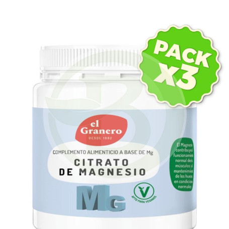 Pack 3x Citrato De Magnesio 250Gr Granero
