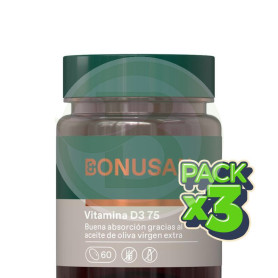 Pack 3x Vitamina D3 75Mcg/3000UI 60 Cápsulas Bonusan