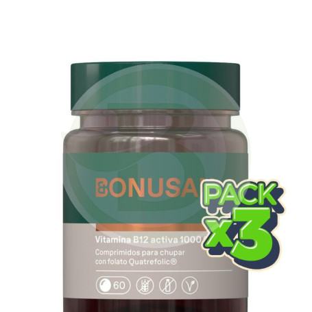 Pack 3x Vitamina B12 Activa 1000Mcg 60 Comprimidos Bonusan