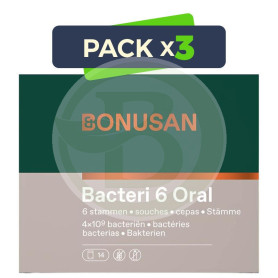 Pack 3x Bacteri 6 Oral 14 Sobres Bonusan