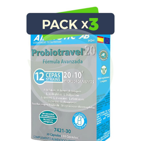 Pack 3x Probiotravel 20 30 Cápsulas Airbiotic