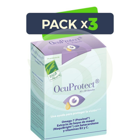 Pack 3x Ocuprotect 30 Cápsulas y 30 Perlas 100% Natural