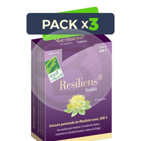 Pack 3x Resiliens Rodiola 40 Cápsulas 100% Natural