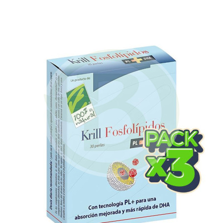 Pack 3x Krill Fosfolípidos Pl+Dha 30 Perlas 100% Natural