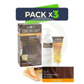 Pack 3x Tinte Nutricolor 6.40 Cobrizo Curry 140Ml. Biokap
