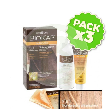 Pack 3x Tinte Nutricolor 10 Rubio Extra Claro 140Ml. Biokap