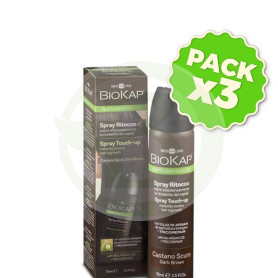 Pack 3x Spray Touch-Up Castaño Oscuro 75Ml. Biokap