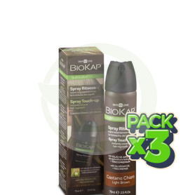 Pack 3x Spray Touch-Up Castaño Claro 75Ml. Biokap