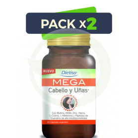 Pack 2x Mega Cabello y Uñas 60 Cápsulas Dietisa