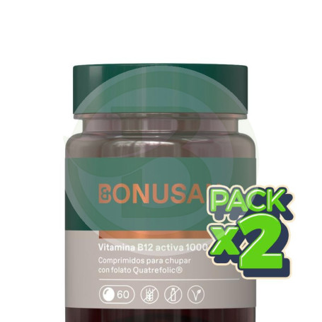 Pack 2x Vitamina B12 Activa 1000Mcg 60 Comprimidos Bonusan