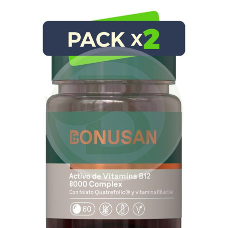 Pack 2x Vitamina B12 Activa 8000Mcg 60 Comprimidos Bonusan