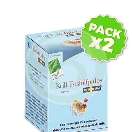 Pack 2x Krill Fosfolípidos Pl+Dha 90 Perlas 100% Natural