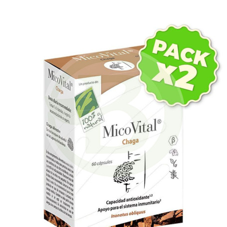 Pack 2x Micovital Chaga 60 Cápsulas 100% Natural