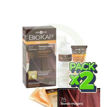 Pack 2x Tinte Nutricolor 7.5 Rubio Caoba 140Ml. Biokap