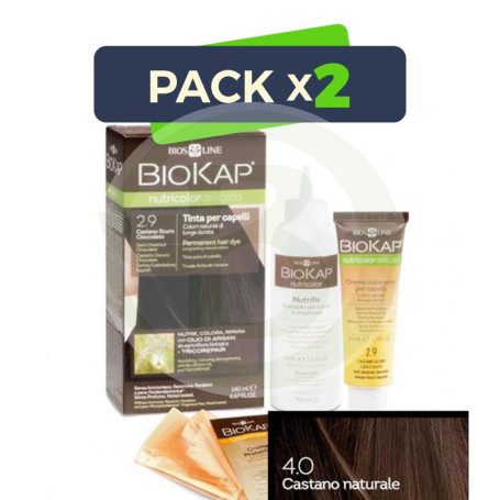 Pack 2x Tinte Nutricolor Delicato 4.0 Castaño Natural 140Ml. Biokap