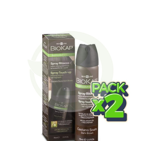 Pack 2x Spray Touch-Up Castaño Oscuro 75Ml. Biokap