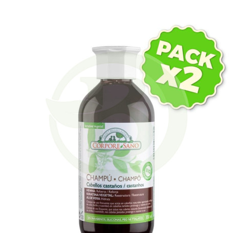 Pack 2x Champú Henna Cabello Castaño 300Ml. Corpore Sano