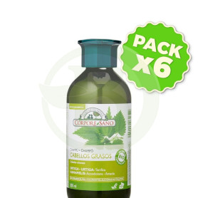 Pack 6x Champú Cabellos Grasos Ortiga y Hamamelis 300Ml Corpore Sano