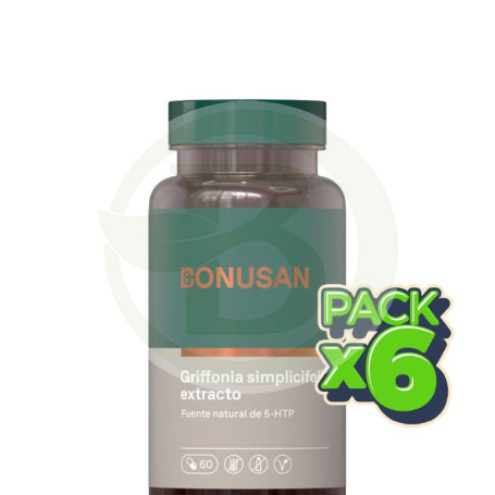 Pack 6x Griffonia Simplicifolia 60 Cápsulas Bonusan