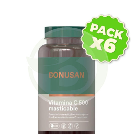 Pack 6x Vitamina C-500 60 Comprimidos Masticables Bonusan