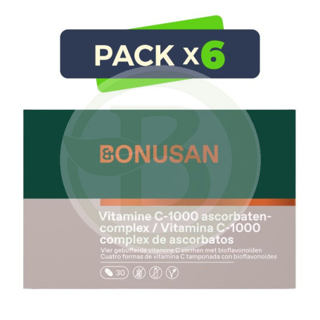 Pack 6x Vitamina C-1000 Complejo Ascorbatos 30 Comprimidos Bonusan