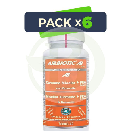 Pack 6x Curcuma Micelar + Pea con Boswelia 60 Capsulas Airbiotic