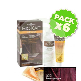 Pack 6x Tinte Nutricolor 5.22 Rojo Ciruela 140Ml. Biokap