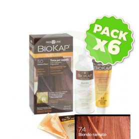 Pack 6x Tinte Nutricolor 7.4 Rojo Cobrizo 140Ml. Biokap