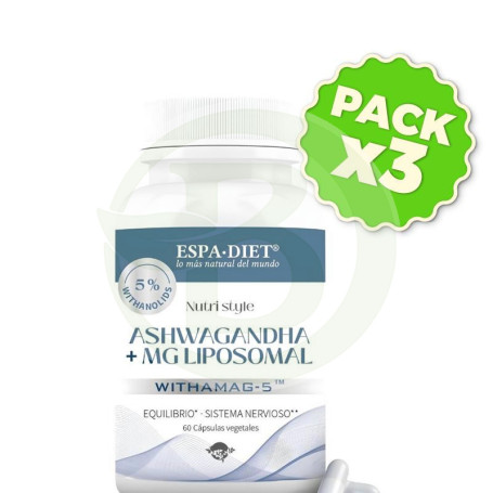 Pack 3x Ashwagandha + Mg Liposomal 60 Cápsulas Espadiet