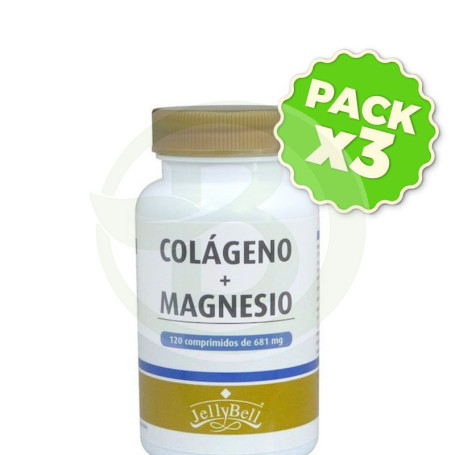 Pack 3x Colageno + Magnesio 120 Comprimidos Jellybell