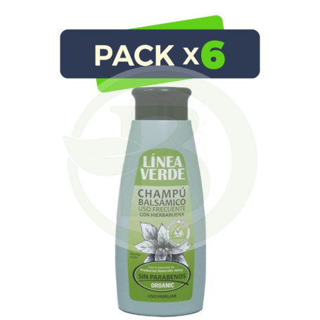 Pack 6x Champú Balsámico Uso Frecuente 400Ml. Linea Verde