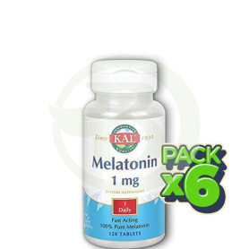 Pack 6x Melatonin 1Mg. 120 Comprimidos Kal