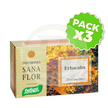 Pack 3x Sanaflor Infusión Erbacalm 20 Filtros Santiveri
